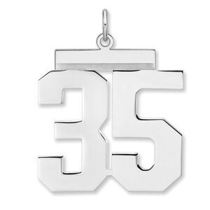 Sterling Silver, Athletic Collection, XL Polished Number 35 Pendant